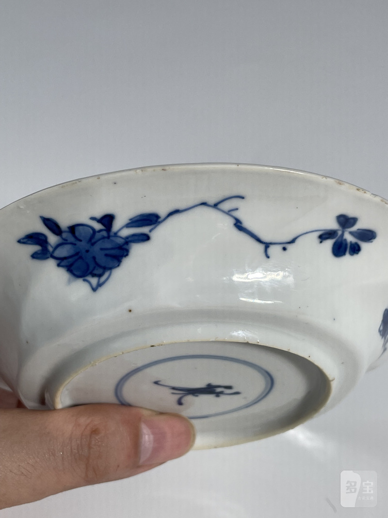 清早期 青花开光花鸟纹杯碟套组 - 图12